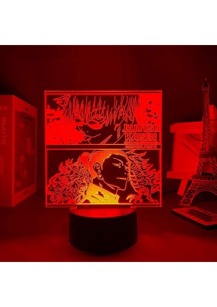 Jujutsu Kaisen Anime 3D Erkek Için Gece Lambası 16 Renkler Kız Odası Dekor Illusion LED Lamba USB Manga Gojo Satoru Şekil Uygun Çocuklar Hayranlar Yılbaşı Hediyeleri (Yurt Dışından) modelleri