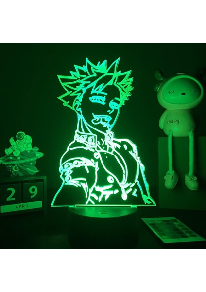 Yedi Ölümcül Günah Anime 3D Erkek Için Gece Lambası 16 Renk Kız Odası Dekoru Illusion LED Lamba USB Manga Jericho Figürü Uygun Çocuk Hayranları Noel Hediyeleri (Yedi Ölümcül Günah3) (Yurt Dışından)