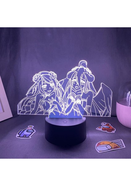 Fanlar Için Anime Overlorded 3D Nightlight 16 Renk Dekor Illusion Uzaktan Kumandalı LED Lamba, Manga Shalltear Şekil Noel Hediyesi Oyuncaklar Çocuklar/erkekler (Siyah Lamba) (Yurt Dışından)