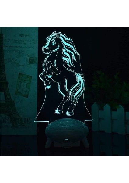Yeni At Gece Lambası 3D Illusion LED Lamba Uzaktan Kumanda ile 16 Renk Kısılabilir Akıllı Dokunmatik Çocuk Yatak Odası Dekor Işık Noel Doğum Günü Hediyesi (Yurt Dışından)