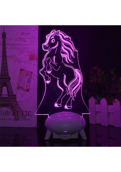 Yeni At Gece Lambası 3D Illusion LED Lamba Uzaktan Kumanda ile 16 Renk Kısılabilir Akıllı Dokunmatik Çocuk Yatak Odası Dekor Işık Noel Doğum Günü Hediyesi (Yurt Dışından)