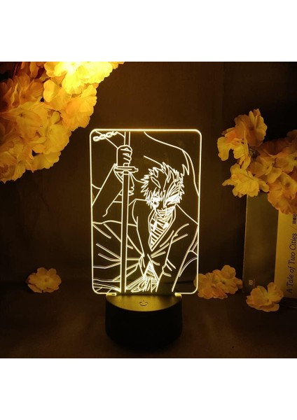 Bleaoh Anime 3D Erkek Için Gece Lambası 16 Renkler Kız Odası Dekor Illusion LED Lamba USB Manga Grimmjow Jaegerjaquez Şekil Uygun Çocuklar Hayranlar Noel Hediyeleri (Siyah Lamba) (Yurt Dışından)