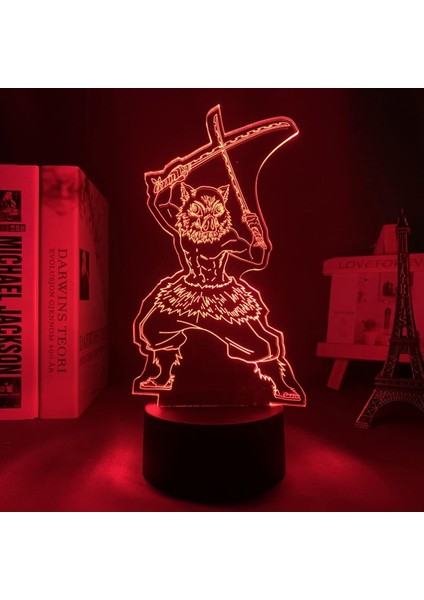3D LED Gece Lambası Anime Demon Slayer Kimetsu Hiçbir Yaiba Için Yatak Odası Dekoru Işık Manga Doğum Günü Hediyesi Inosuke Hashibira LED 3D Lamba (Yurt Dışından)