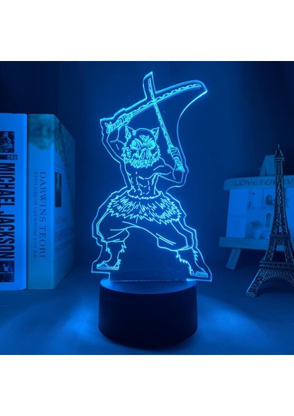 3D LED Gece Lambası Anime Demon Slayer Kimetsu Hiçbir Yaiba Için Yatak Odası Dekoru Işık Manga Doğum Günü Hediyesi Inosuke Hashibira LED 3D Lamba (Yurt Dışından)