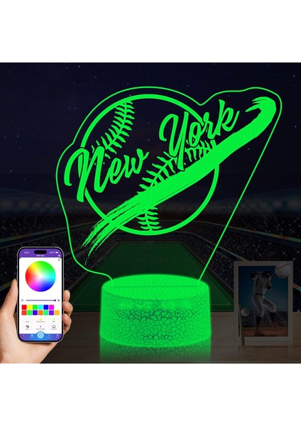 Erkek Beyzbol Gece Lambası Telefon Uzaktan Kumanda Akıllı Başucu Dekor Oyuncak Lamba Çocuklar Için Spor Severler Hediye (New York City) (Yurt Dışından)