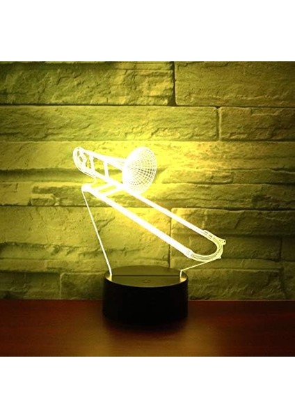 Gece Lambası Çocuklar Gece Lambası Yatak Odası Işığı Renkli Gece Lambası 3D LED Gece Lambası Enstrüman Trombon Korna Ev Dekorasyonu Için 7 Renkli Işık ile Işık Inanılmaz Görsel Müzik (Yurt Dışından)