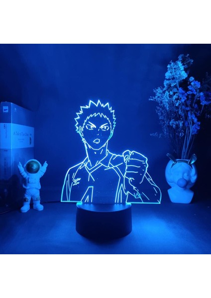 Haikynn Anime 3D Gece Lambası Boy Için 16 Renkler Kız Odası Dekoru Illusion LED Lamba USB Manga Tobio Şekil Uygun Çocuklar Fanlar Yılbaşı Hediyeleri (Siyah Lamba) (Yurt Dışından)