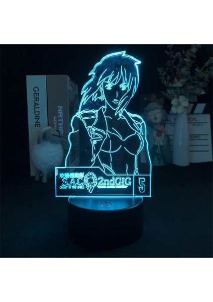 Anime Ghost In The Shell Figure 3D Night Light For Kids Fans, Uzaktan Kumanda ile Değişen 16 Renk, Çocuk Odası Dekoru, Figure Manga Illusion LED Oyuncak Lamba Kız Erkek Noel Hediyeleri (Yurt Dışından)