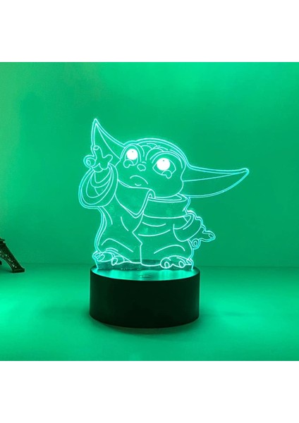 Desen Yoda Bebek 3D Optik Illusion Anime Lambası, LED Gece Lambası, Oda Için Uzaktan Masa Lambası ile 16 Renk (Yurt Dışından)