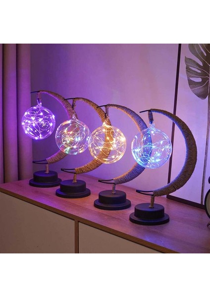 3D Büyülü Ay Lambası, LED Dekoratif Işık Yıldız Ay Gece Lambası, Büyülü El Yapımı Ferforje Gece Lambası Masa Lambası, Ev Dekorları Için Tatil Doğum Günü Hediyesi (Elma, Renkli) (Yurt Dışından)