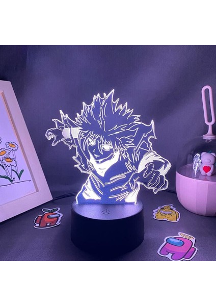 Hunten x Hunten Anime 3D Erkek Için Gece Lambası 16 Renk Kız Odası Dekoru Illusion LED Lamba USB Manga Kontrol Figürü Uygun Çocuk Hayranları Yılbaşı Hediyeleri (Siyah Lamba) (Yurt Dışından)