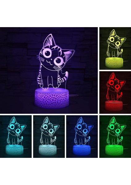 Kedi Lambası 3D Illusion Gece Işığı Masa Lambası, 7 Renk Otomatik Kademeli Değişen USB Powered Çocuklar Için Dokunmatik Anahtarlı LED Işıklar Hediyeler Ev Dekorasyonu (3d Kedi Işığı) (Yurt Dışından)