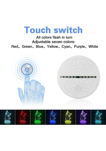 Kedi Lambası 3D Illusion Gece Işığı Masa Lambası, 7 Renk Otomatik Kademeli Değişen USB Powered Çocuklar Için Dokunmatik Anahtarlı LED Işıklar Hediyeler Ev Dekorasyonu (3d Kedi Işığı) (Yurt Dışından)