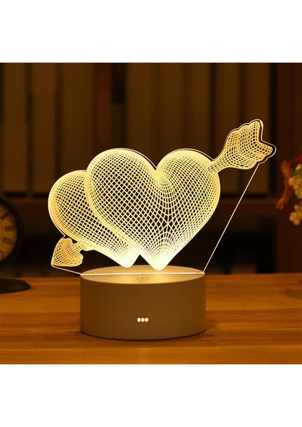 1 Adet Romantik Aşk 3D Akrilik Ev Için LED Lamba Çocuk Gece Lambası Masa Lambası Doğum Günü Partisi Dekoru Sevgililer Günü Başucu Lambası (Renk: USB Sıcak Beyaz, Renk Yayan: Kız Erkek) (Yurt Dışından)