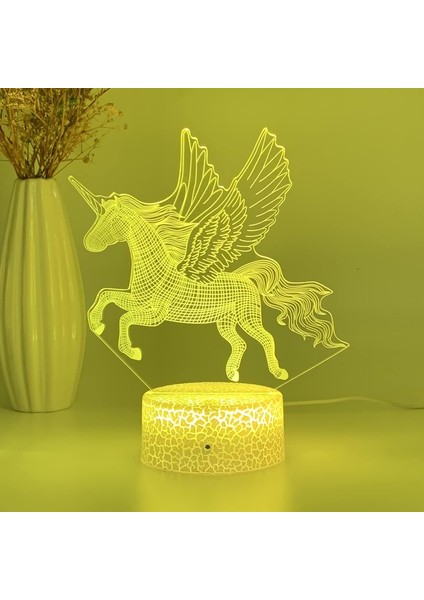 3D Unicorn Gece Lambası LED Masa Lambası 7 Renk Değişimi Yatak Odası Dekor Unicorn Oyuncaklar Kızlar Için Yaş 4 5 6 7 8 9 10 11 12 Yaşında Çocuk (7 Renk Uzaktan Yok) (Yurt Dışından)