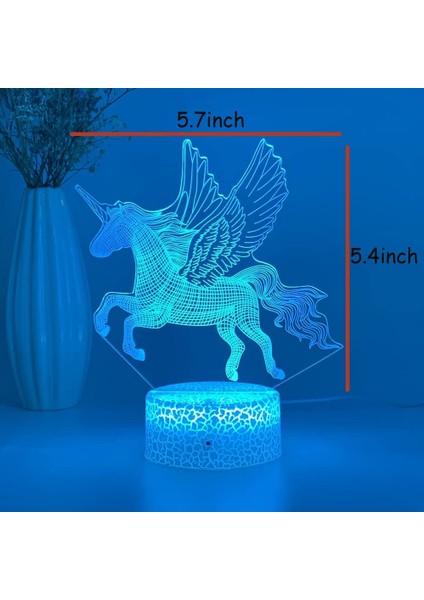 3D Unicorn Gece Lambası LED Masa Lambası 7 Renk Değişimi Yatak Odası Dekor Unicorn Oyuncaklar Kızlar Için Yaş 4 5 6 7 8 9 10 11 12 Yaşında Çocuk (7 Renk Uzaktan Yok) (Yurt Dışından)