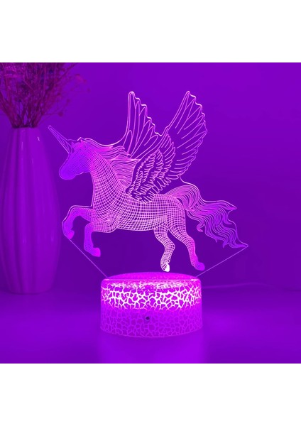 3D Unicorn Gece Lambası LED Masa Lambası 7 Renk Değişimi Yatak Odası Dekor Unicorn Oyuncaklar Kızlar Için Yaş 4 5 6 7 8 9 10 11 12 Yaşında Çocuk (7 Renk Uzaktan Yok) (Yurt Dışından)