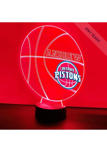 Basketbol Sporları Gece Işığı Masa Masa Lambası Spor Kaskı LED El Yapımı Uzaktan Kumandalı Kişiselleştirilmiş Büyük Hediye (De Pistons) (Yurt Dışından)
