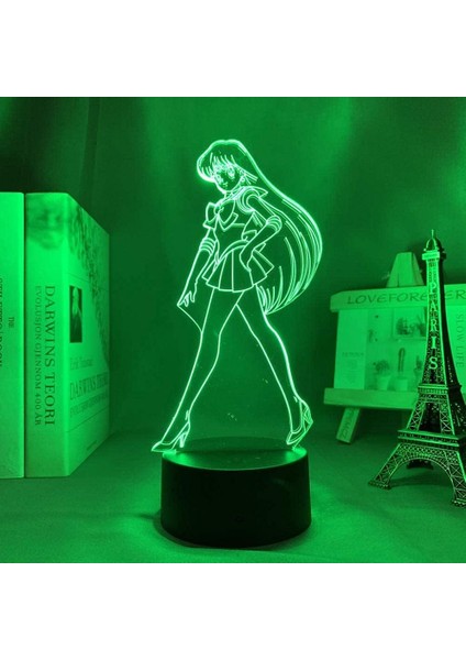 Sailor Moon Sailor Mars 3D Gece Lambası, Akrilik Panel Abs Base USB Kablosu Illusion Effect Çok Renkli Uzaktan Kumanda Lambası Anime Severler Için Hediye (Renk : Touchcontrol ) (Yurt Dışından)