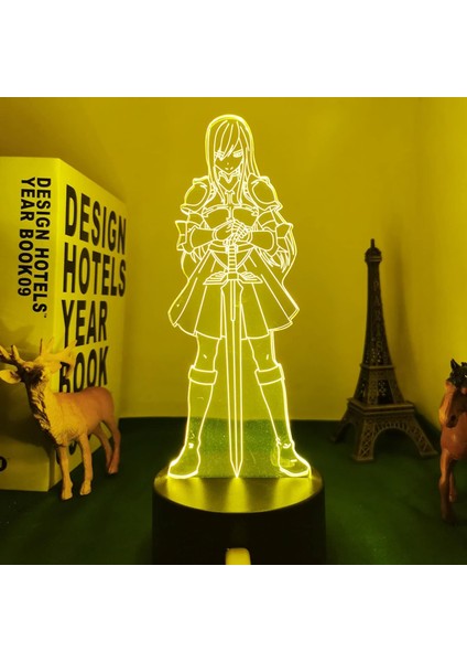 Anime 3D Işık Peri Kuyruk Scarlet Çocuklar Için Yatak Odası Dekorasyon Gece Lambası Manga Hediye Onun Için Odası Masa Lambası Peri Kuyruk (Yurt Dışından)