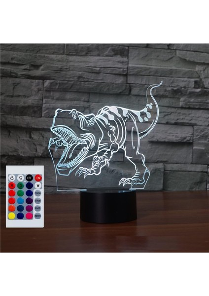 Çocuklar Için Gece Lambası 3D Dinozor LED Lamba Uzaktan Kumanda ile 16 Renk Değiştirme Noel Doğum Günü Hediyesi Çocuk Için (Yurt Dışından)
