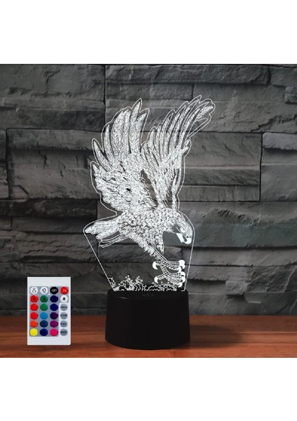 Çocuklar Için Gece Lambası 3D Kartal LED Lamba Uzaktan Kumandalı 16 Renk Değiştirme Noel Doğum Günü Hediyesi Çocuk Için (Yurt Dışından)
