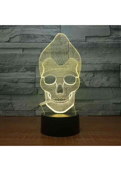 Çocuklar Için Sanatsal Kafatası Lambası 3D Gece Lambası, 16 Renk Değişimi ve Uzaktan Kumandalı 3D Illüzyon Lambası, Erkekler ve Kızlar Için Doğum Günü Hediyesi (Yurt Dışından)