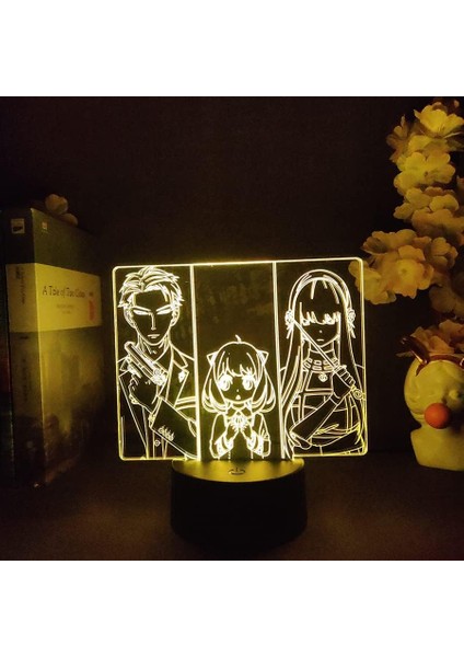 Spy x Ailesi Anime 3D Gece Lambası Boy Için 16 Renk Kız Odası Dekor Illusion LED Lamba USB Manga Anya Şekil Uygun Çocuk Hayranları Yılbaşı Hediyeleri (Siyah) (Yurt Dışından)