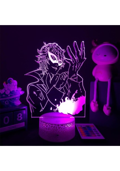 Persona 5 Anime 3D Erkek Için Gece Lambası 16 Renk Kız Odası Dekor Illusion LED Lamba USB Manga Sumire Yoshizawa Şekil Uygun Çocuklar Hayranlar Noel Hediyeleri (Persona 5 1) (Yurt Dışından)
