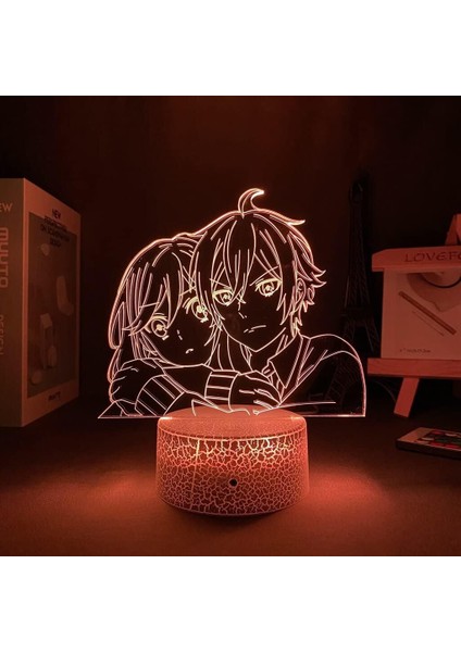 Hori San To Miyamura Kun Anime 3D Gece Lambası Boy Için 16 Renk Kız Odası Dekor Illusion LED Lamba USB Manga Horimiya Şekil Uygun Çocuk Hayranları Noel Hediyeleri (Crack) (Yurt Dışından)