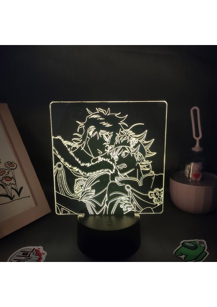Siyah Cloven Anime 3D Erkek Için Gece Lambası 16 Renk Kız Odası Dekoru Illusion LED Lamba USB Manga Asta Şekil Uygun Çocuk Hayranları Noel Hediyeleri (Siyah Lamba) (Yurt Dışından)