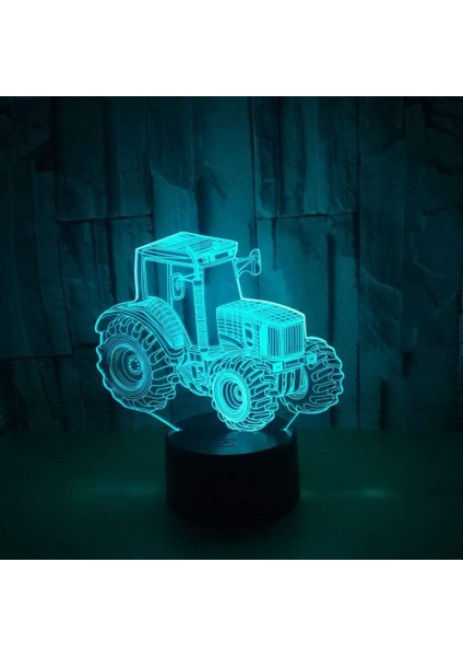 Erkek Doğum Günü Noel Hediyesi Yıldırım Traktör 3D 16 Renk Lamba Çocuklar Için Görsel LED Gece Işıkları Dokunmatik USB Masa Lambası (Yurt Dışından)