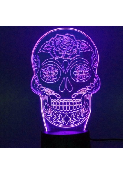3D Kafatası Gece Lambası Dekor Masa Danışma Optik Illusion Lambalar 7 Renk Değiştirme Işıkları LED Masa Lambası Noel Ev Aşk Doğum Günü Çocuk Çocuk Dekor Oyuncak Hediye (Yurt Dışından)