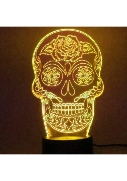 3D Kafatası Gece Lambası Dekor Masa Danışma Optik Illusion Lambalar 7 Renk Değiştirme Işıkları LED Masa Lambası Noel Ev Aşk Doğum Günü Çocuk Çocuk Dekor Oyuncak Hediye (Yurt Dışından)