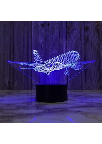 Uçak 3D Boy Için Gece Lambası 16 Renkler Kız Odası Dekor Illusion LED Lamba USB Uçak Şekil Uygun Çocuklar Fanlar Noel Hediyeleri (Yurt Dışından)