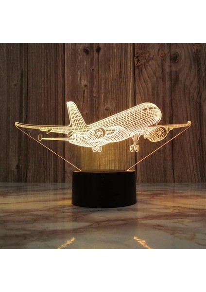 Uçak 3D Boy Için Gece Lambası 16 Renkler Kız Odası Dekor Illusion LED Lamba USB Uçak Şekil Uygun Çocuklar Fanlar Noel Hediyeleri (Yurt Dışından)