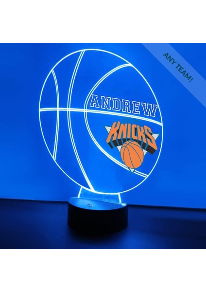 New York Basketbol Knicks Spor Gece Işığı Masa Masa Lambası Spor Kask LED El Yapımı Uzaktan Kumanda ile Kişiselleştirilmiş Büyük Hediye (Yurt Dışından)