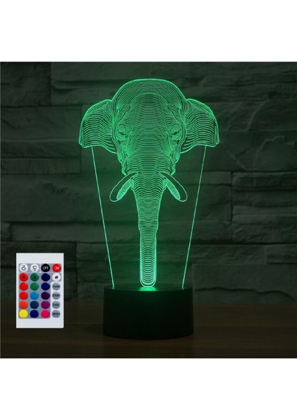 Çocuklar Için Gece Lambası 3D Fil Uzaktan Kumandalı LED Lamba 16 Renk Değiştirme Çocuk Için Noel Doğum Günü Hediyesi (Yurt Dışından)