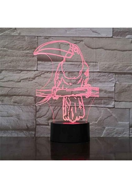 3D Optik Illüzyon LED Aydınlatma Lambası Gece Lambası, Hayvan Papağan 16 Renk Masa Lambası Çocuklar Için USB Şarjlı Başucu Masa Yatak Odası Ev Partisi Dekorasyonu (Yurt Dışından)