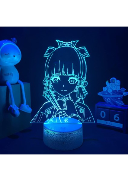 Genshin Darbe Oyunu 3D Erkek Için Gece Lambası 16 Renk Kız Odası Dekoru Illusion LED Lamba USB Oyunu Raiden Shogun Şekil Uygun Çocuklar Hayranlar Noel Hediyeleri (Crack) (Yurt Dışından)