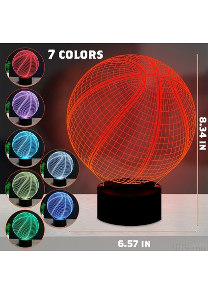 3D Optik Illüzyon Gece Lambası - Basketbol Odası Dekoru 7 Renk Değiştirme Lambası Illüzyon LED Lamba - Oda Dekoru Yatak Odası Için Gece Lambası Çoklu Işıklı Dekor Lambaları (Yurt Dışından)