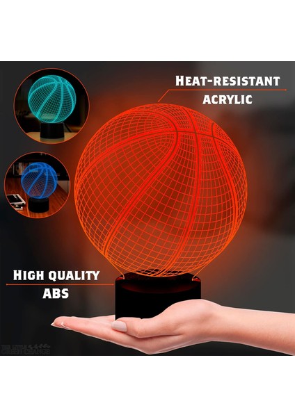 3D Optik Illüzyon Gece Lambası - Basketbol Odası Dekoru 7 Renk Değiştirme Lambası Illüzyon LED Lamba - Oda Dekoru Yatak Odası Için Gece Lambası Çoklu Işıklı Dekor Lambaları (Yurt Dışından)