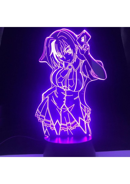 Lise Dxd Anime 3D Erkek Için Gece Lambası 16 Renk Kız Odası Dekor Illusion LED Lamba USB Manga Rias Gremory Şekil Uygun Çocuklar Hayranlar Noel Hediyeleri (Yurt Dışından)