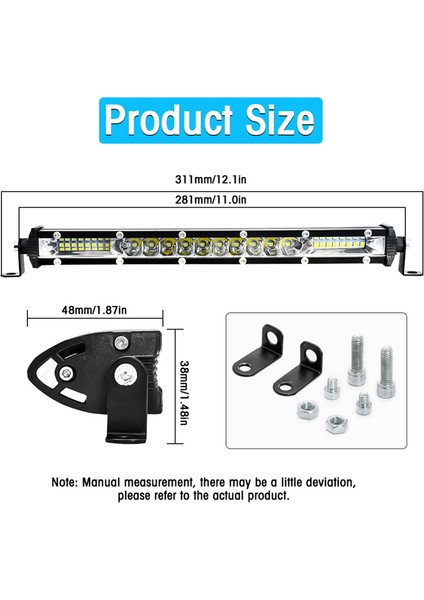 LED Işık Çubuğu LED Işık Çubuğu Spot Taşkın Combo Işın Ince Tek Sıralı LED Sürüş Lambası Kapalı Yol Işıkları LED Çalışma Işığı - 10 Inç (Yurt Dışından)