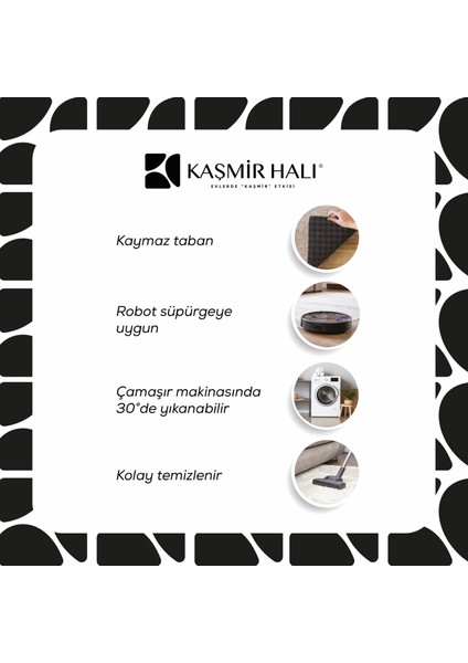 Sare By Kaşmir Halı Abstract Gray Yıkanabilir Kaymaz Taban 80X150 cm