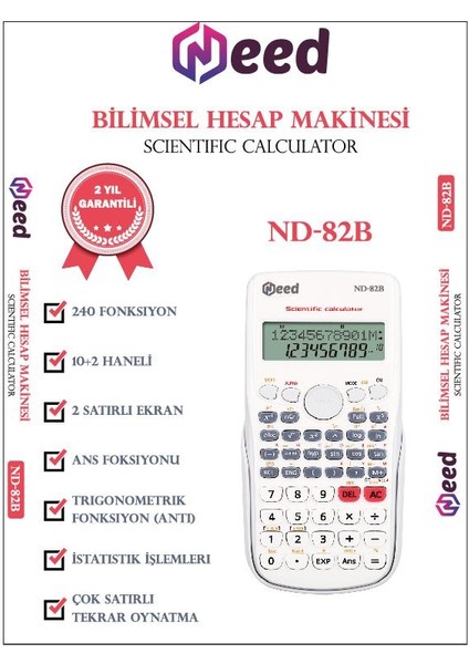 ND 82B Beyaz 240 Fonksiyonlu Bilimsel Hesap Makinesi