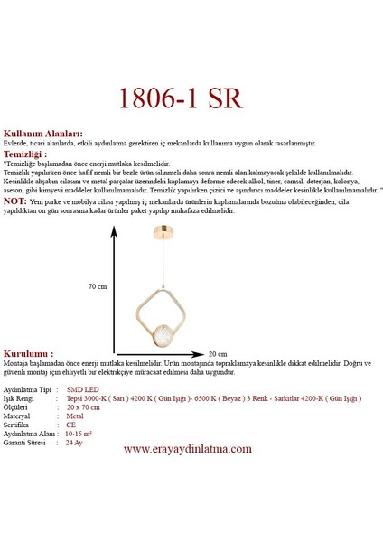 1806-1 Gold Kristalli LED Avize(Beyaz Işık -Sarı Işık - Gün Işığı) modelleri