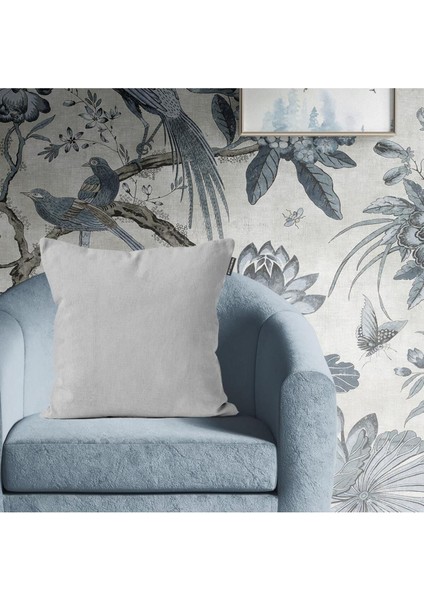 Tekli Kadife Dokulu Kırlent Kılıfı Açık Gri