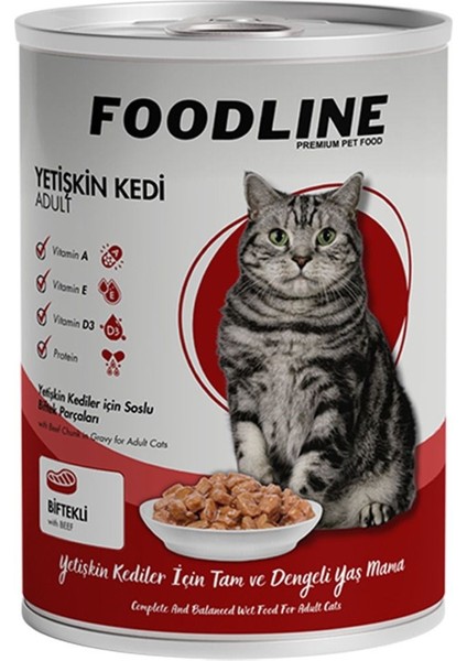 Biftekli Yetişkin Kedi Konservesi 400 gr x 12 Adet