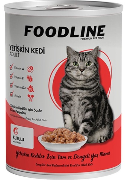 Kuzu Etli Yetişkin Kedi Konservesi 400 gr x 24 Adet